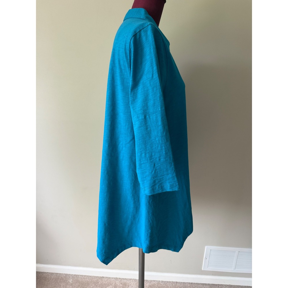 Soft Surroundings Tunic Danielle 3/4 Sleeve NWOT Button Front Teal Blue Large - Picture 9 of 10